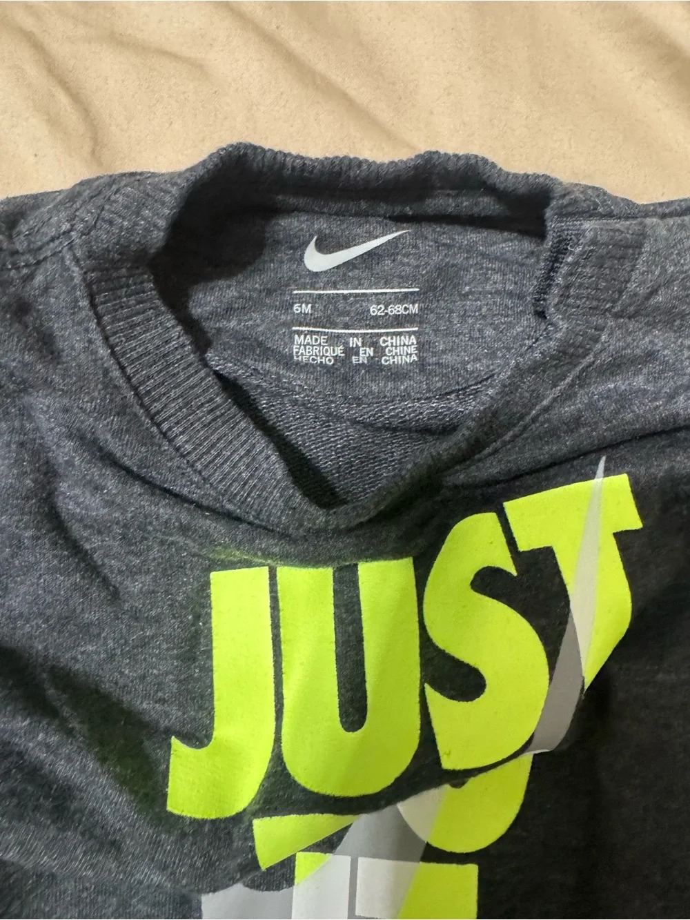 Nike One-Piece Footie with Neon Green 'Just Do It' Logo